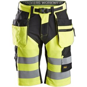 Snickers 6933 FlexiWork, High-Vis Korte Broek+ met Holsterzakken Klasse 1 - High-Vis Geel/Zwart