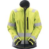 Snickers 1237 AllroundWork High-Vis Softshell Damesjack Klasse 2/3 High-Vis Geel/Staalgrijs maat XS