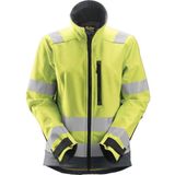 Snickers 1237 AllroundWork High-Vis Softshell Damesjack Klasse 2/3 High-Vis Geel/Staalgrijs maat XS