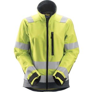 Snickers 1237 AllroundWork High-Vis Softshell Damesjack Klasse 2/3 High-Vis Geel/Staalgrijs maat XS