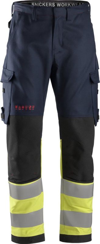 Snickers 6363 ProtecWork, Las Werkbroek, High-Vis Klasse 1 - Donker Blauw/High Vis