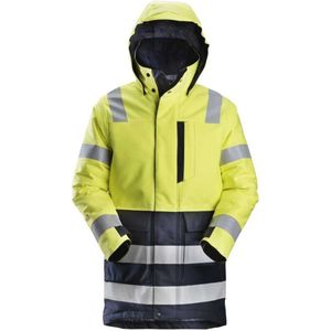 Snickers - 1860 ProtecWork - Geïsoleerde Parka - High-Vis Geel/Marineblauw - Beschermende Werkjas