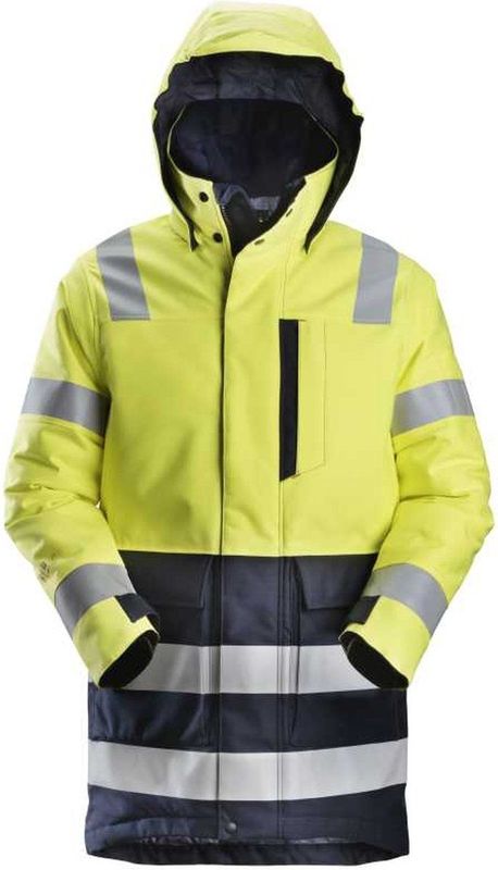 Snickers - 1860 ProtecWork - Geïsoleerde Parka - High-Vis Geel/Marineblauw - Beschermende Werkjas