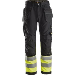 Snickers 6233 AllroundWork High-Vis Werkbroek+ met Holsterzakken Klasse 1 Zwart/High-Vis Geel maat 044
