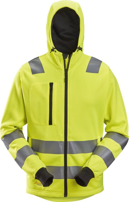 Snickers 8039 AllroundWork, High-Vis Hoodie met rits Klasse - High Vis Geel