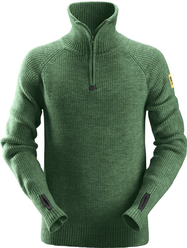 Snickers 2905 ½ Zip Wollen Sweater Bosgroen maat XL