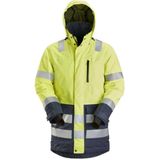Snickers 1830 AllroundWork High-Vis Waterproof Parka KL 3 High-Vis Geel/Marineblauw maat XS