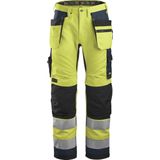 Snickers 6230 AllroundWork High-Vis Werkbroek+ met Holsterzakken Klasse 2 High-Vis Geel/Marineblauw maat 044