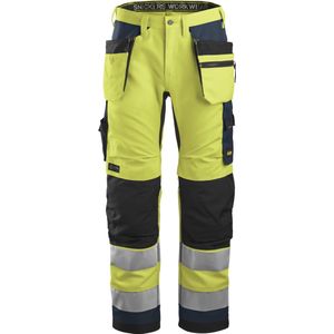Snickers 6230 AllroundWork High-Vis Werkbroek+ met Holsterzakken Klasse 2 High-Vis Geel/Marineblauw maat 044