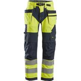 Snickers 6932 FlexiWork - High-Vis Werkbroek - Geel/Marineblauw - Klasse 2