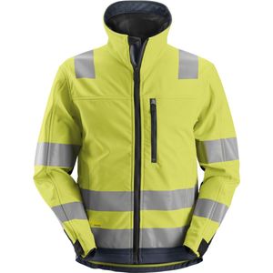 Snickers 1230 AllroundWork High-Vis Softshell Jack Klasse 3 High-Vis Geel/Marineblauw maat XS