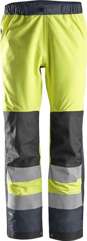 Snickers 6530 AllroundWork High-Vis Waterproof Shell Broek Klasse 2 High-Vis Geel/Marineblauw maat XS