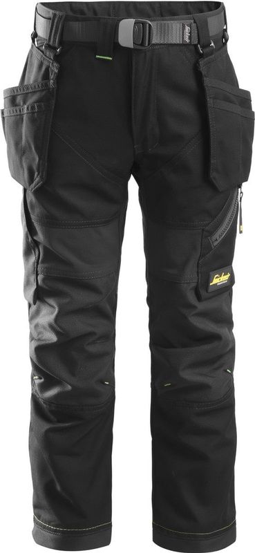 Snickers 7505 FlexiWork, Junior Broek - Zwart/Zwart
