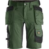 Snickers 6141 AllroundWork, Stretch Korte Broek met Holsterzakken - Bosgroen/Zwart