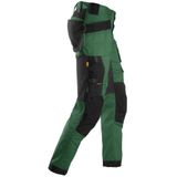 Snickers 6241 AllroundWork, Stretch Werkbroek met Holsterzakken - Bosgroen/Zwart
