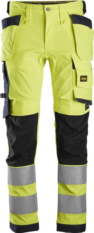 Snickers 6243 - High-Vis Stretch Werkbroek - Geel/Marineblauw - Holsterzakken - Klasse 2