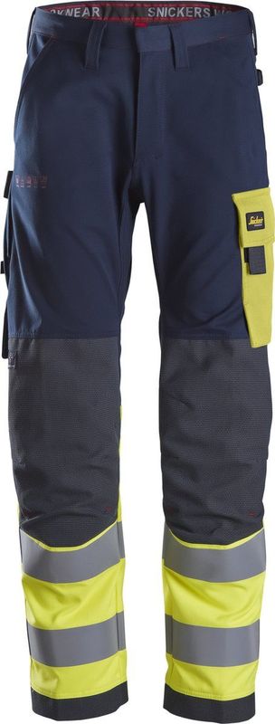 Snickers 6376 ProtecWork, Werkbroek, High-Vis Klasse 1 - Donker Blauw/High Vis