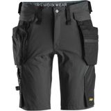 Snickers 6108 LiteWork, Kortebroek+ met afneembare Holsterzakken - Staal Grijs/Zwart