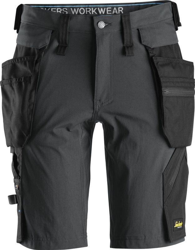 Snickers 6108 LiteWork, Kortebroek+ met afneembare Holsterzakken - Staal Grijs/Zwart