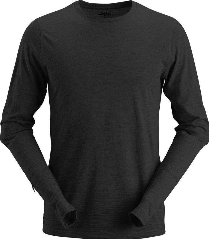Snickers 2427 Wollen T-shirt met Lange Mouwen Zwart maat XS