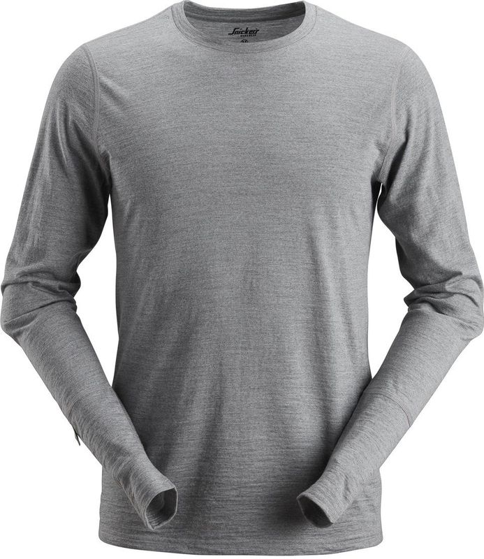 Snickers 2427 Wollen T-shirt met Lange Mouwen - Gemeleerd Grijs