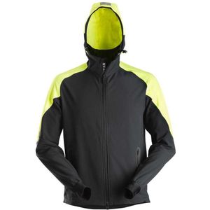 Snickers 8025 Neon Hoodie met Rits - Zwart/Neon Geel