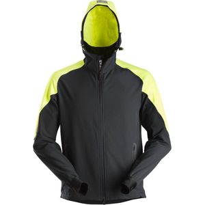Snickers 8025 Neon Hoodie met Rits - Zwart/Neon Geel
