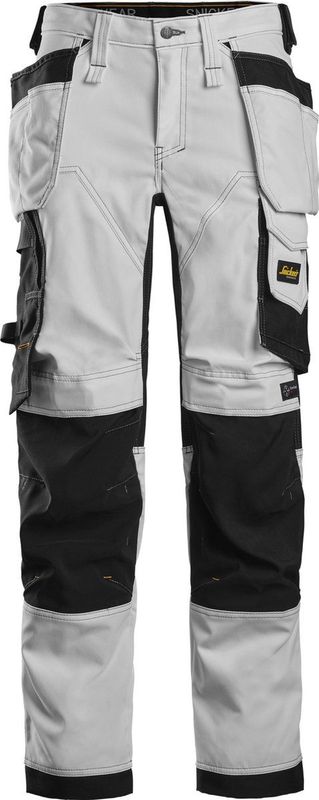 Snickers - 6247 AllroundWork - Dames Stretchbroek - Wit/Zwart - Full-Stretch Materiaal