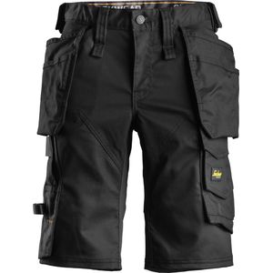 Snickers 6147 AllroundWork, Dames Stretch Korte Broek met Holsterzakken - Zwart/Zwart