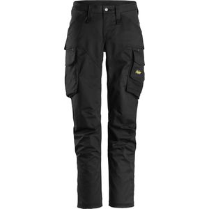 Snickers 6703 AllroundWork, Dames Werkbroek zonder Kniezakken - Zwart/Zwart - 18