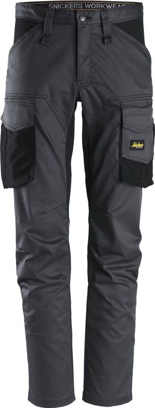 Snickers 6803 AllroundWork, Werkbroek zonder Kniezakken - Staal Grijs/Zwart