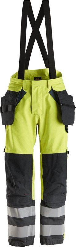 Snickers 6568 ProtecWork, Waterproof Shell Broek Klasse 2 - High-Vis Geel/Donker blauw