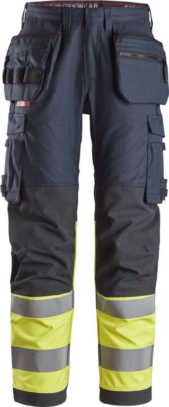 Snickers 6263 ProtecWork, Werkbroek Holsterzakken High-Vis Klasse 1 - Donker Blauw/High Vis