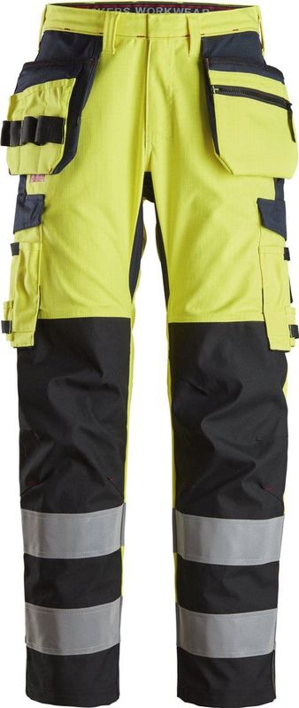 Snickers 6264 ProtecWork Werkbroek met Scheenbeen versterking holsterzakken High-Vis Klasse 2 High-Vis Geel/Marineblauw maat 044