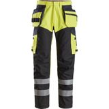 Snickers 6265 ProtecWork Werkbroek met versterkt voorpand Holsterzakken High-Vis Klasse 1 High-Vis Geel/Marineblauw maat 044