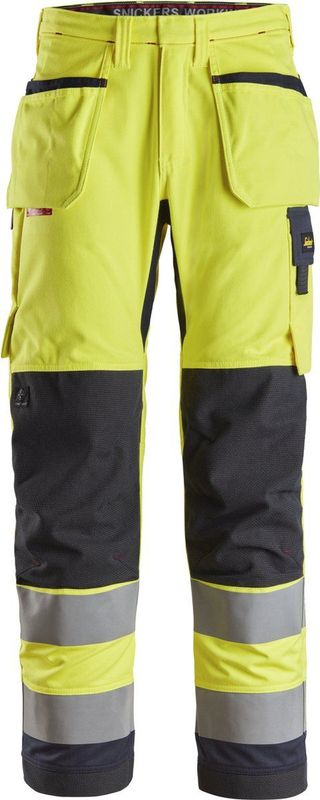 Snickers 6260 ProtecWork Werkbroek met Holsterzakken High-Vis Klasse 2 High-Vis Geel/Marineblauw maat 042