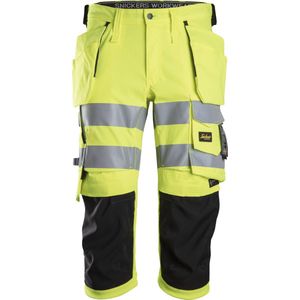 Snickers 6138 High-Vis Klasse Stretch Pirate Broek met Holsterzakken - Geel, High Visbility/Zwart