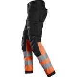 Snickers 6234 High-Vis, Klasse 1 Stretchbroek met holsterzakken - Zwart/High-Vis Oranje