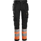 Snickers 6234 High-Vis, Klasse 1 Stretchbroek met holsterzakken - Zwart/High-Vis Oranje