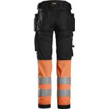 Snickers 6234 High-Vis, Klasse 1 Stretchbroek met holsterzakken - Zwart/High-Vis Oranje