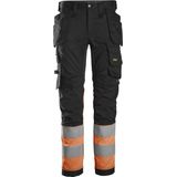 Snickers 6234 High-Vis, Klasse 1 Stretchbroek met holsterzakken - Zwart/High-Vis Oranje