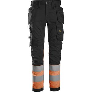 Snickers 6234 High-Vis, Klasse 1 Stretchbroek met holsterzakken - Zwart/High-Vis Oranje