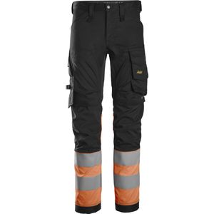 Snickers 6334 High-Vis, Klasse 1 Stretch Werkbroek - Zwart/High Visibility Oranje