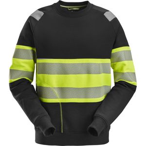 Snickers 2830 High-Vis Klasse 1, Sweatshirt - Zwart/High Visibility Geel
