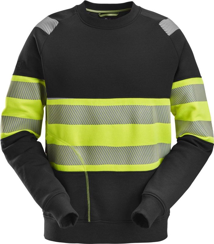Snickers 2830 High-Vis Klasse 1, Sweatshirt - Zwart/High Visibility Geel