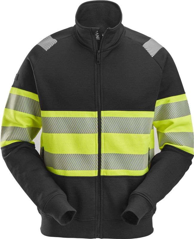 Snickers 2834 High-Vis Klasse 1, Jack met Rits - Zwart/High Visibility Geel