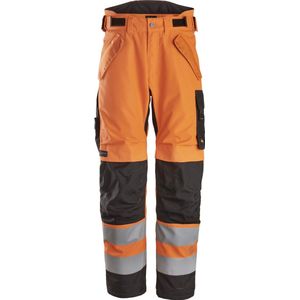 Snickers 6630 High-Vis Klasse 2, Waterproof 37.5® 2-laags Licht gewatteerde Werkbroek - High Visibility Oranje/Zwart - XL