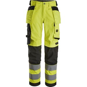 Snickers 6743 High-Vis, Klasse 2, Dames Stretchbroek met Holsterzakken - High Visibility/Zwart Geel