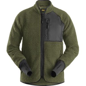 Snickers 8021 AllroundWork, Pile Fleece Jack met rits - Khaki Groen/Zwart