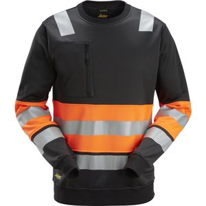 Snickers 8031 High-Vis Klasse 1, Sweatshirt - Zwart/High Visibility Oranje